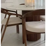 Meja Makan Minimalis Kayu Jati Top Marmer Carrara Italia - Gambar 3