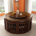 Meja Makan Bundar Kayu Jati Putar Jepara – Custom Ukuran & Finishing - Gambar 2
