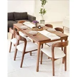 Set Meja Makan Minimalis Modern Kayu Jati Perhutani Jepara
