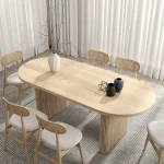 Set Meja Makan Minimalis Kayu Jati Japandi Style Jepara