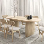 Set Meja Makan Minimalis Kayu Jati Japandi Style Jepara - Gambar 3