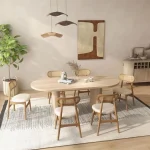 Set Meja Makan Minimalis Kayu Jati Japandi Style Jepara - Gambar 2