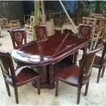 Meja Makan Kursi Makan Minimalis Selina Gendong Kayu Jati Jepara - Gambar 2