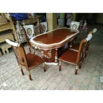 Meja Makan Kursi Makan Minimalis Selina Gendong Kayu Jati Jepara - Gambar 3