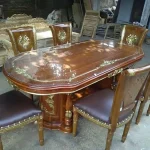 Meja Makan Kursi Makan Minimalis Selina Gendong Kayu Jati Jepara - Gambar 4