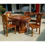 Meja Makan Kursi Makan Minimalis Selina Gendong Kayu Jati Jepara - Gambar 5
